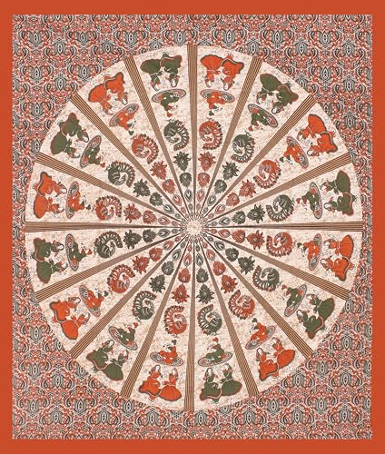 Image of JAIPUR PRINTS 100% Cotton Bedsheet for Double Size Bed bedsheets Rajasthani Jaipuri Printed Double Size Bedsheet with 2 Pillow Cover / 90x100 inch / 235x215 cm / (Brown)