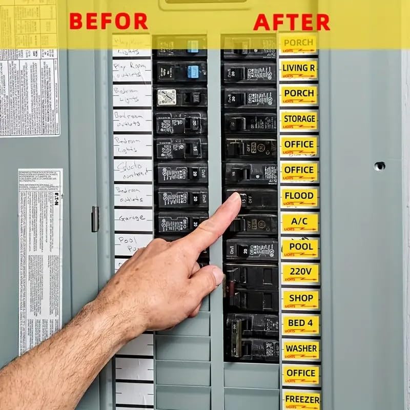 Image of Ka'Dee Simply Beyouful 129 Circuit Breaker Box Labels Conspicuous Identification Weatherproof Fuse Box Stickers