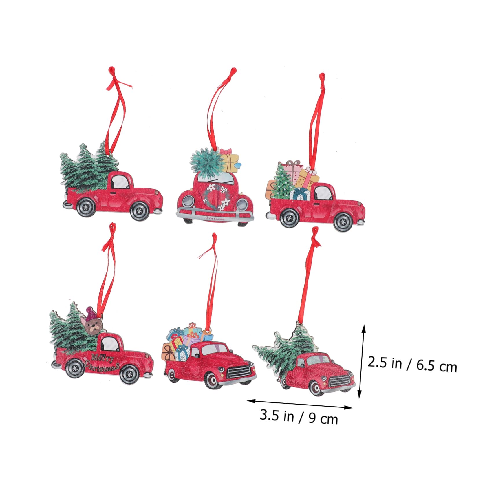 Ciieeo 2 Juegos De Colgantes Navideños De Madera Seguros Adornos Decorativos para Árbol De Navidad Adornos De Madera para Coche para Festivales (6 Unidades)