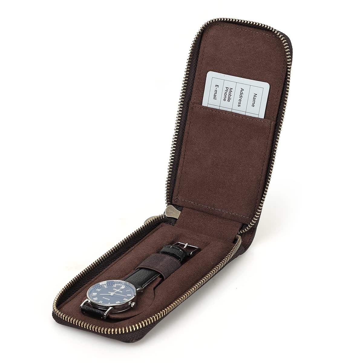 F FABOBJECTS® Watch Box Storage Protection 1 Card Watch Classic Men Pouch for Travel Storage - Coffee (B0D2NGXST8) Amazon Price History, Amazon Price Tracker