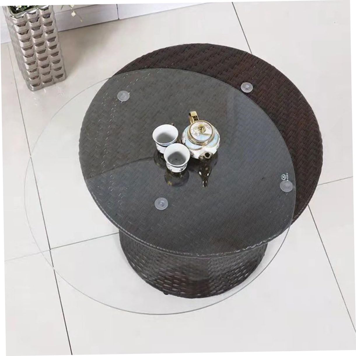 Cabilock Piano Tavolo Rotondo in Vetro Temperato per Tavolino | Hotel e Coffee Bar, Bordi Lisci e Facile da Pulire, Superficie Versatile per Uso Quotidiano