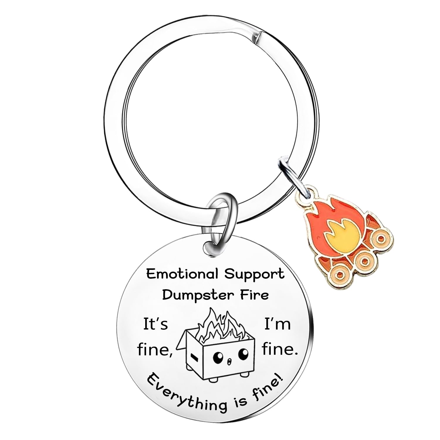 Dumpster Fire Keyring Emotional Support Dumpster Fire Gifts Inspirational Gift for Friend Coworker Encouragement Gift for Daughter Son Cheer Up Gifts