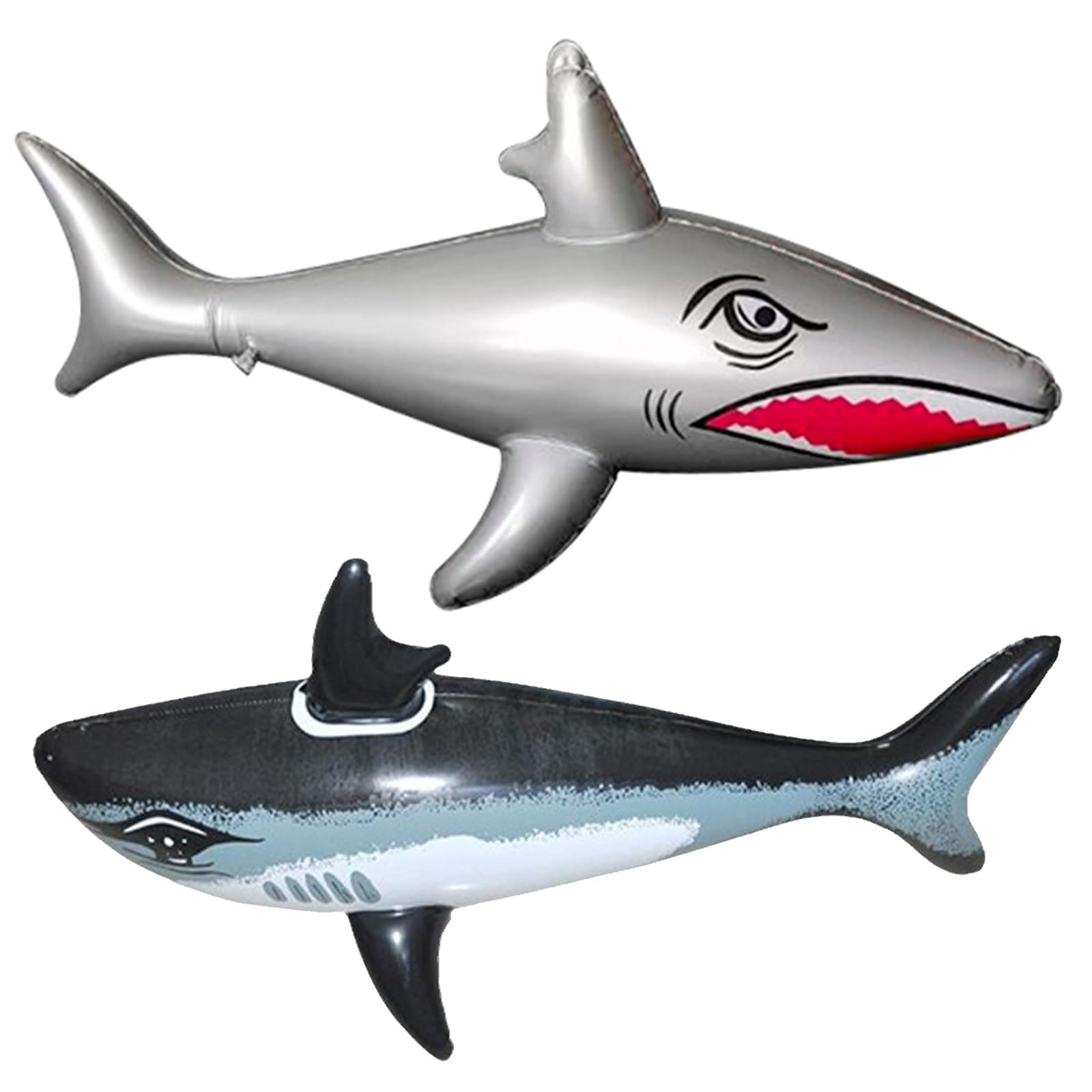 2 PCS Inflatable Toys Silver Big Shark 80 Cm, Inflatable Pool Float, Beach Toy for Outdoor Summer, Shark Inflatables for Beach Parties, Pool Hawaiian Party Toys, Water Sports (80cm)