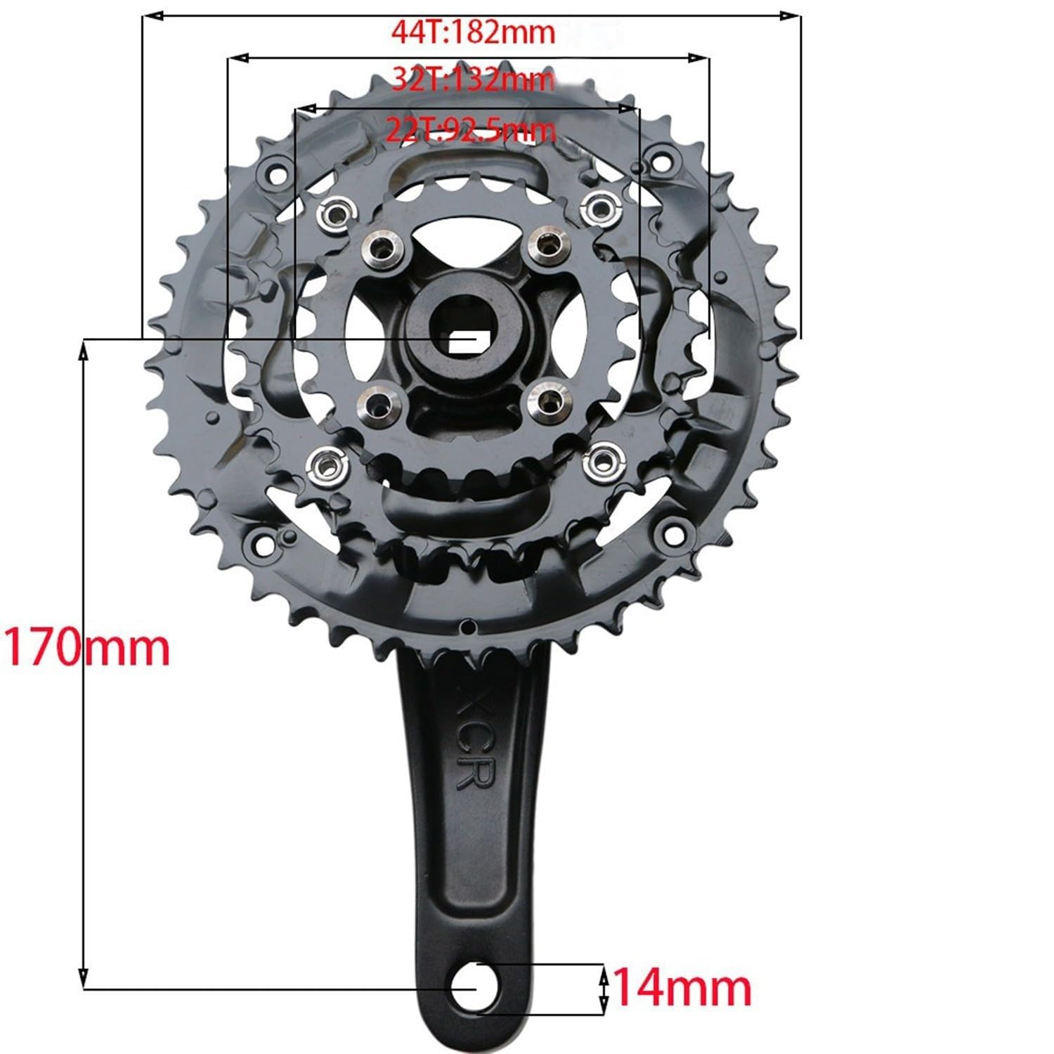 Guarnitura MTB Pedivella Bici Con Corona 22-32-44T Pedivelle Mtb 170Mm Braccio A Manovella Bicicletta 64/104BCD Per Bici Da Strada 8/9/10/11 Velocità