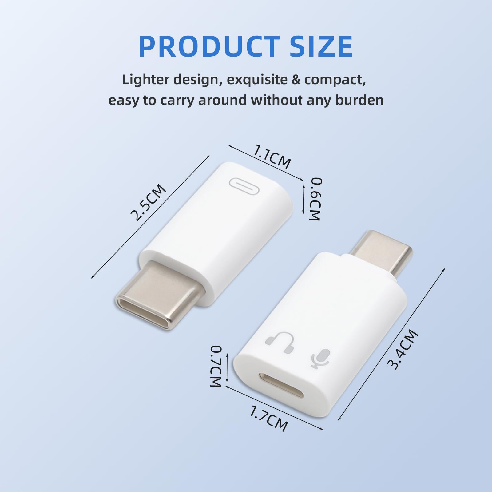 Adattatore Lightning femmina a USB-C maschio Adattatore 2 pezzi Lightning a USB C Audio Adapter PD27W Ricarica Rapida Adattatore per Ricarica Data Trasferimento OTG Cuffie per iPhone 17/16/15 Pro Max