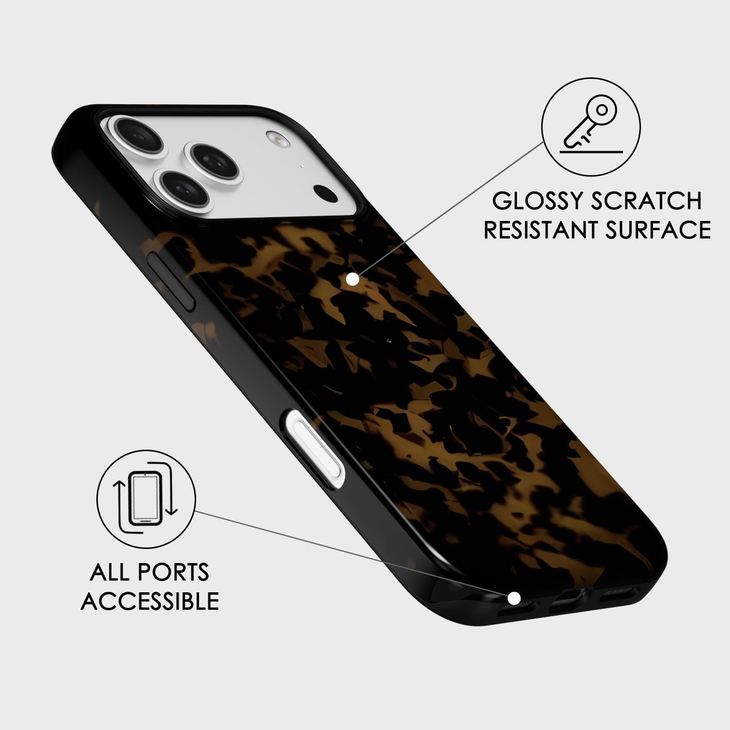 Tortoise Shell Phone Case for iPhone 17 Pro Max Case Girly, Cute Tortoise Case for Women, Luxury Trendy Retro Amber Pattern Animal Print Design, Aesthetic Y2k Turtle Hard Shell Plastic Cover - Image 4