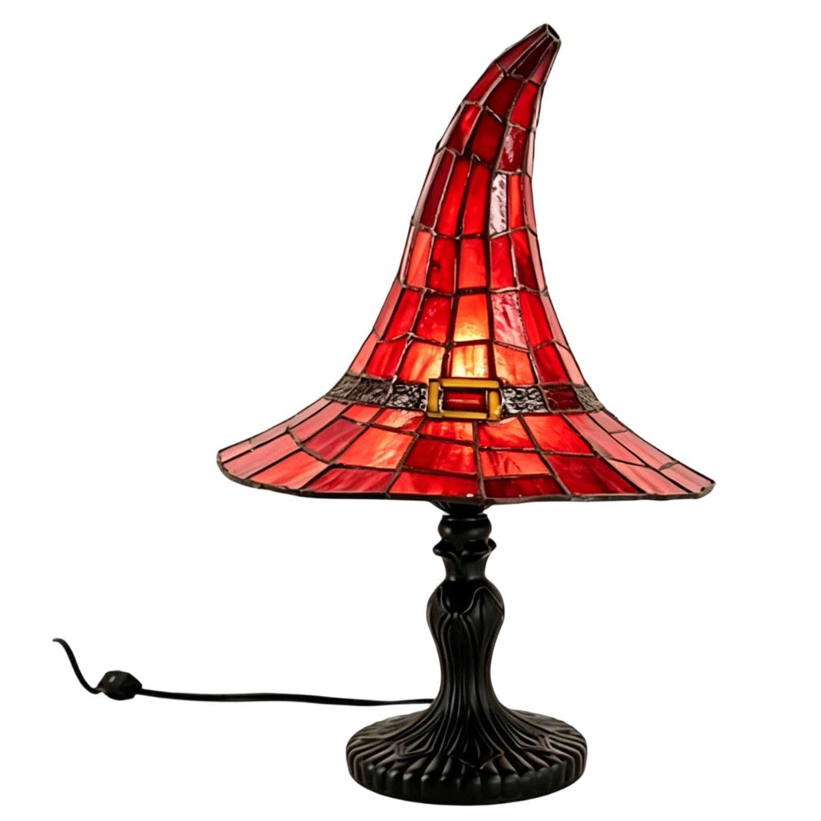 Tabletop Halloween Decor Lamp Witch Hat Plug in Accent Light with Soft Glow and Display Ready Base for Shelves and Mantels Witch Hat Table Lamp Halloween Accent Light Plug in Desk Bedside Mood Decor