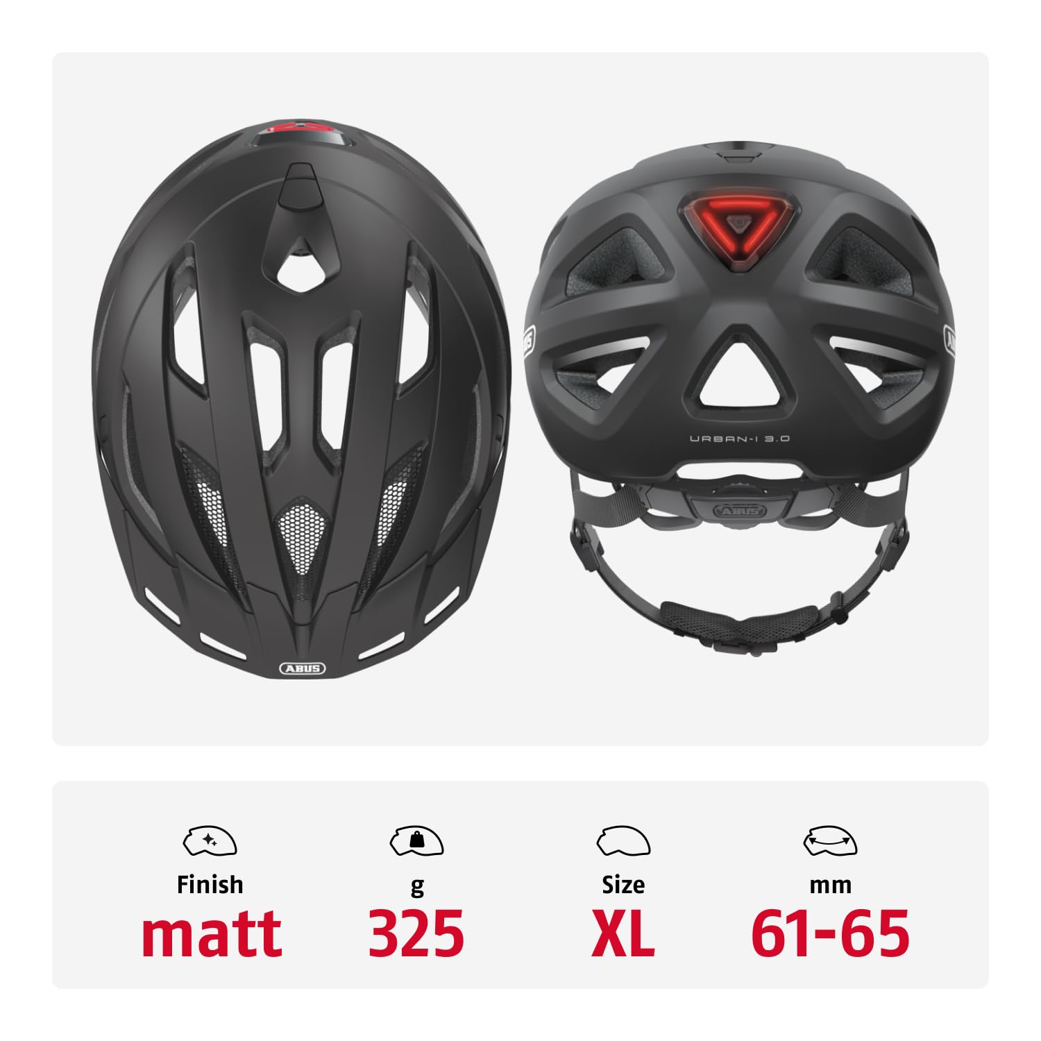 ABUS Urban-I 3.0 - Casco de bicicleta urbana moderno con luz trasera para transportarse en la ciudad - Para hombre y mujer