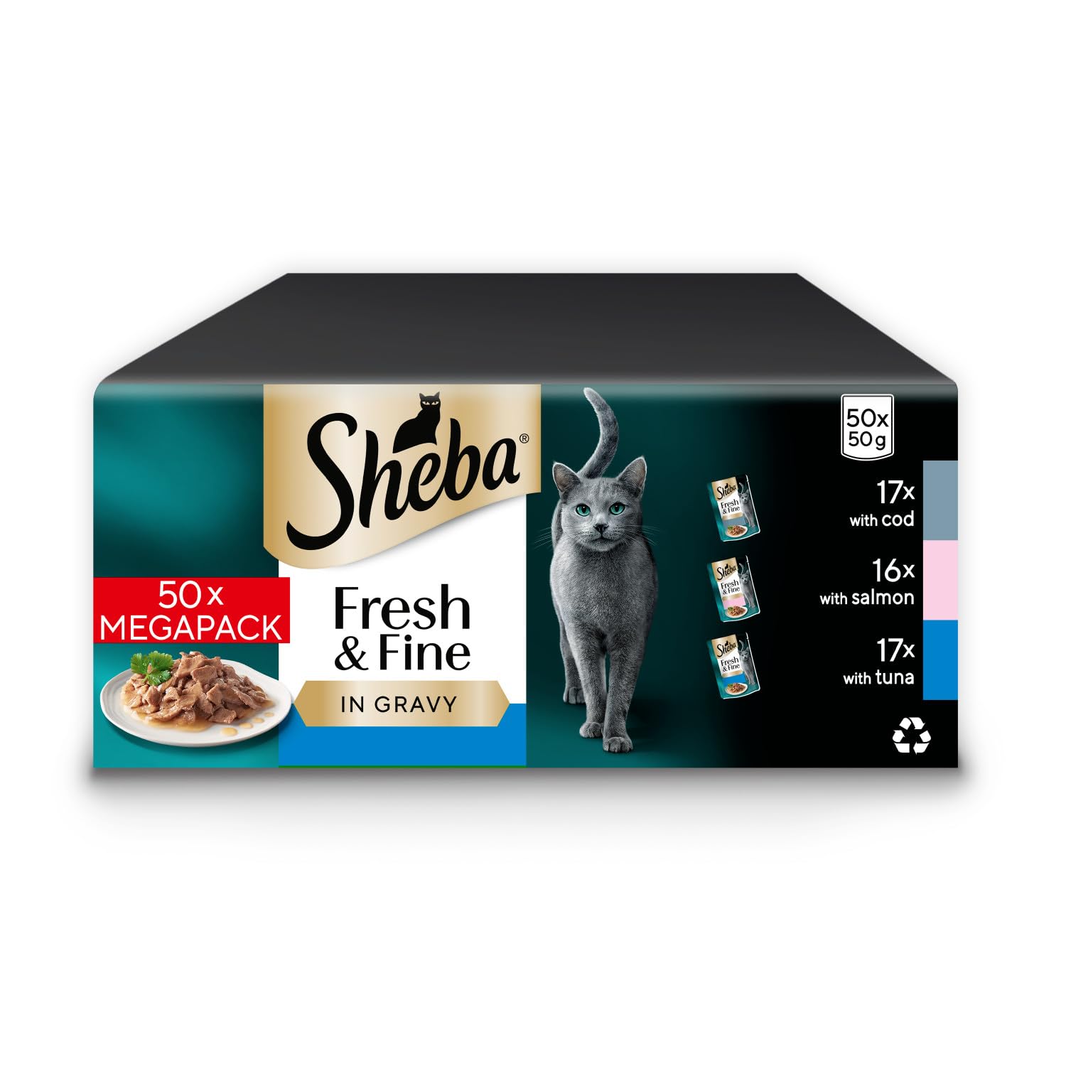 SHEBA Fresh & Fine Cat Pouches Fish collection in Gravy 50x50g