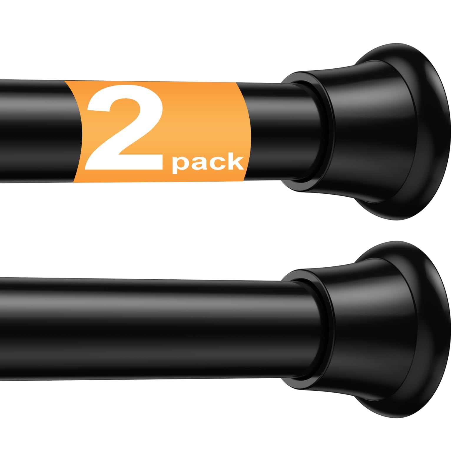 Photo 1 of 2Pack Spring Tension Curtain Rod 30 to 62Inch, Black Tension Rod for Windows Shower Curtain Rods No Drilling Expandable Adjustable Curtain Rods for Windows,Doorway,Bathroom,Closet,7/8" Diameter