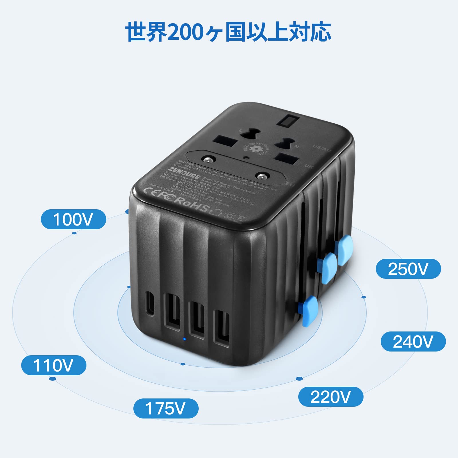 Amazon.co.jp: Zendure 61W PD 海外 コンセント 変換プラグ