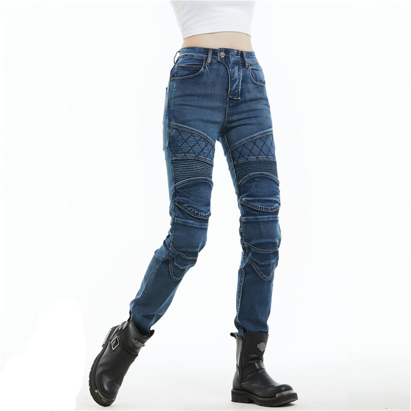 Pantaloni Da Moto Con Fodera In Aramide Jeans Da Motociclista Tessuto Elasticizzato/resistente Con Protezioni for Ginocchia/fianchi Abbigliamento Da Motociclista Da Donna/ragazzo.