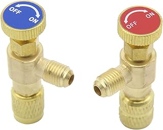 R12 R410 Refrigerant Charging Valve, R12 R22 Refrigerant Charging Valve 1/4in Male to 1/4in Female, R410 1/4in Male to 5/16in Female, Liquid Safety Adapter Flow Control Ball Valve (2Pcs)