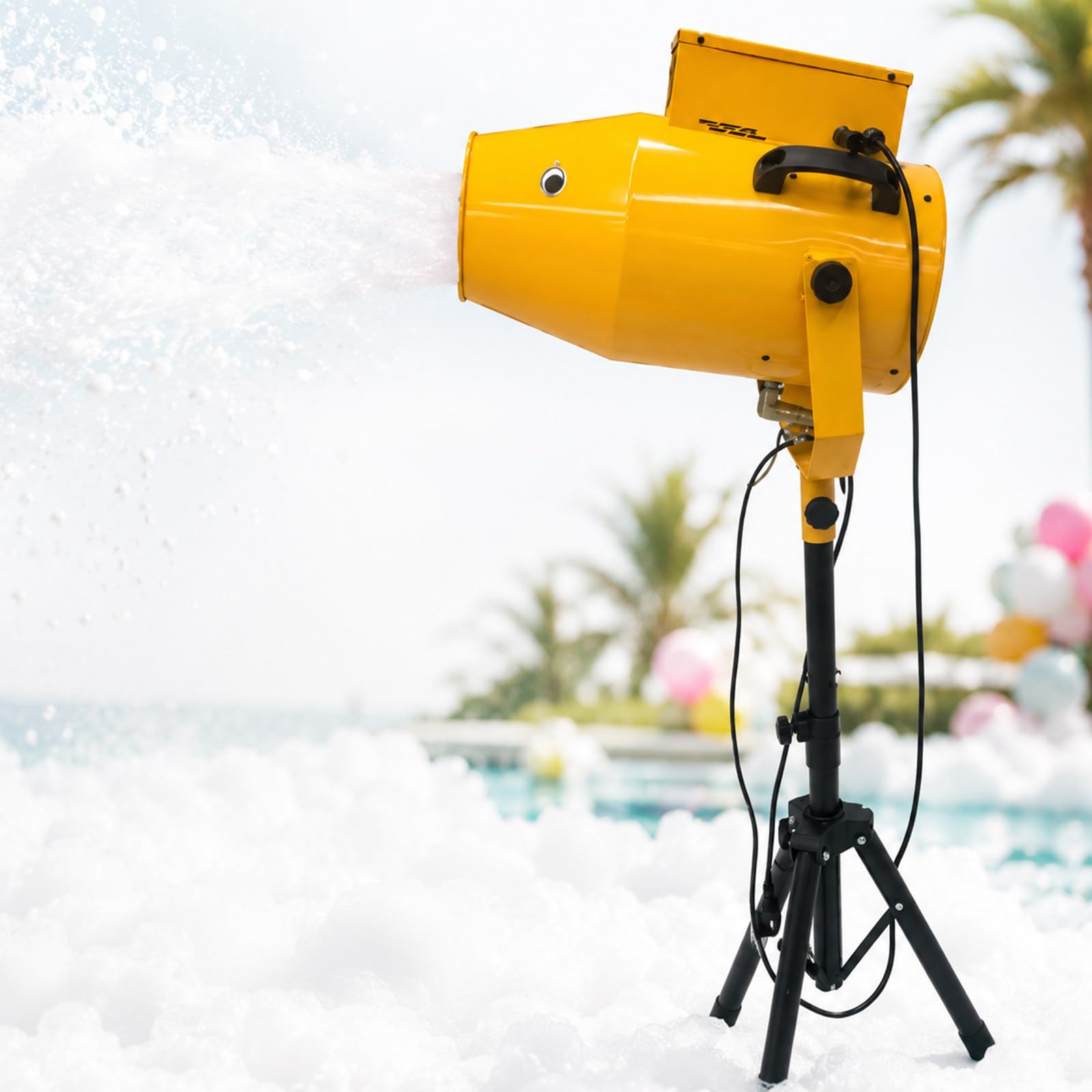 lilishangmao Foam Machine, Bubble Foam Machine 1000W with Green Water Pump, Clear Hose and Telescopic Tripod, Foam Party Cannon for Poolside and Garden Parties, Kids Events and Water Fun Yellow