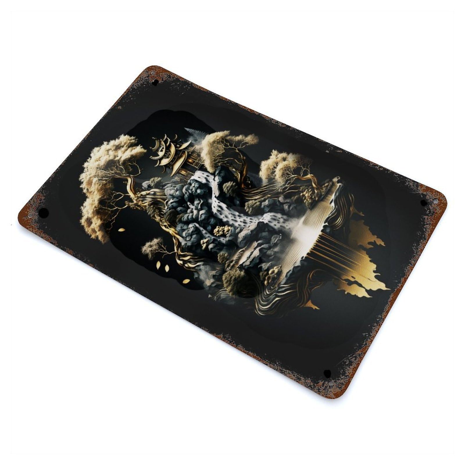 Rust Effect Gold Island Vintage Rust Metal Sign 11.8"x7.9", Vintage Wall Decor for Garage, Bar And Workshop Decor