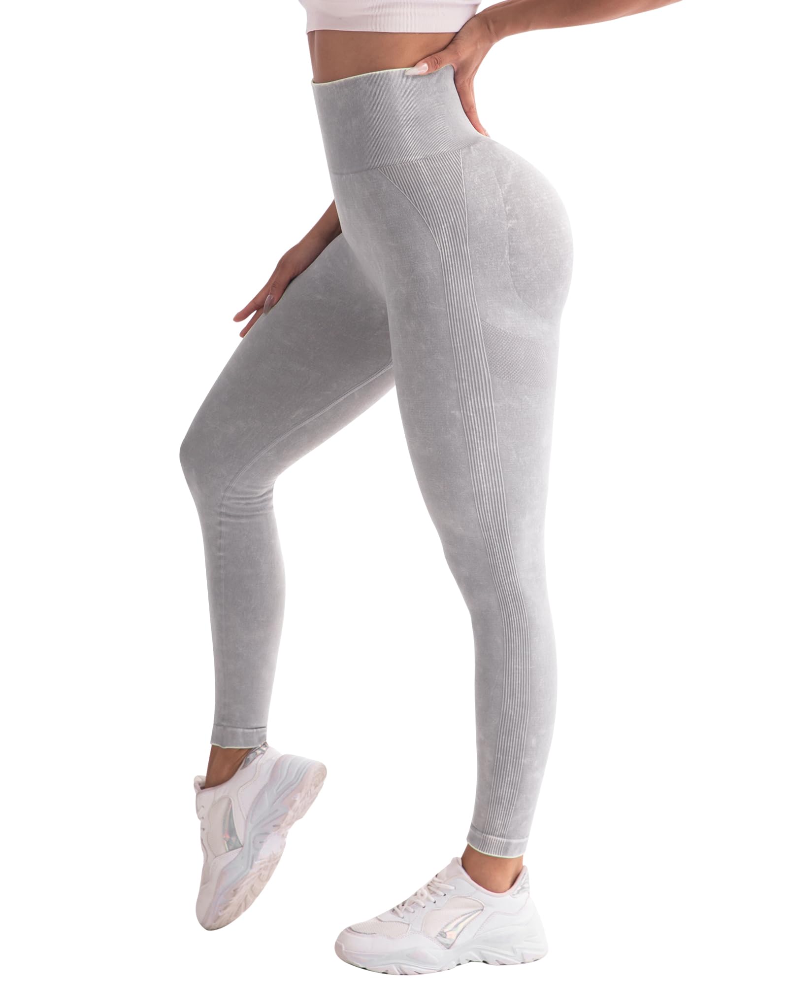 CHRLEISURE Workout Leggings Sets for Women, Gym Scrunch Butt Butt Lifting Seamless Leggings 3 Piece: Medium 3 Packs - Black/Washed Black/Washed Gray