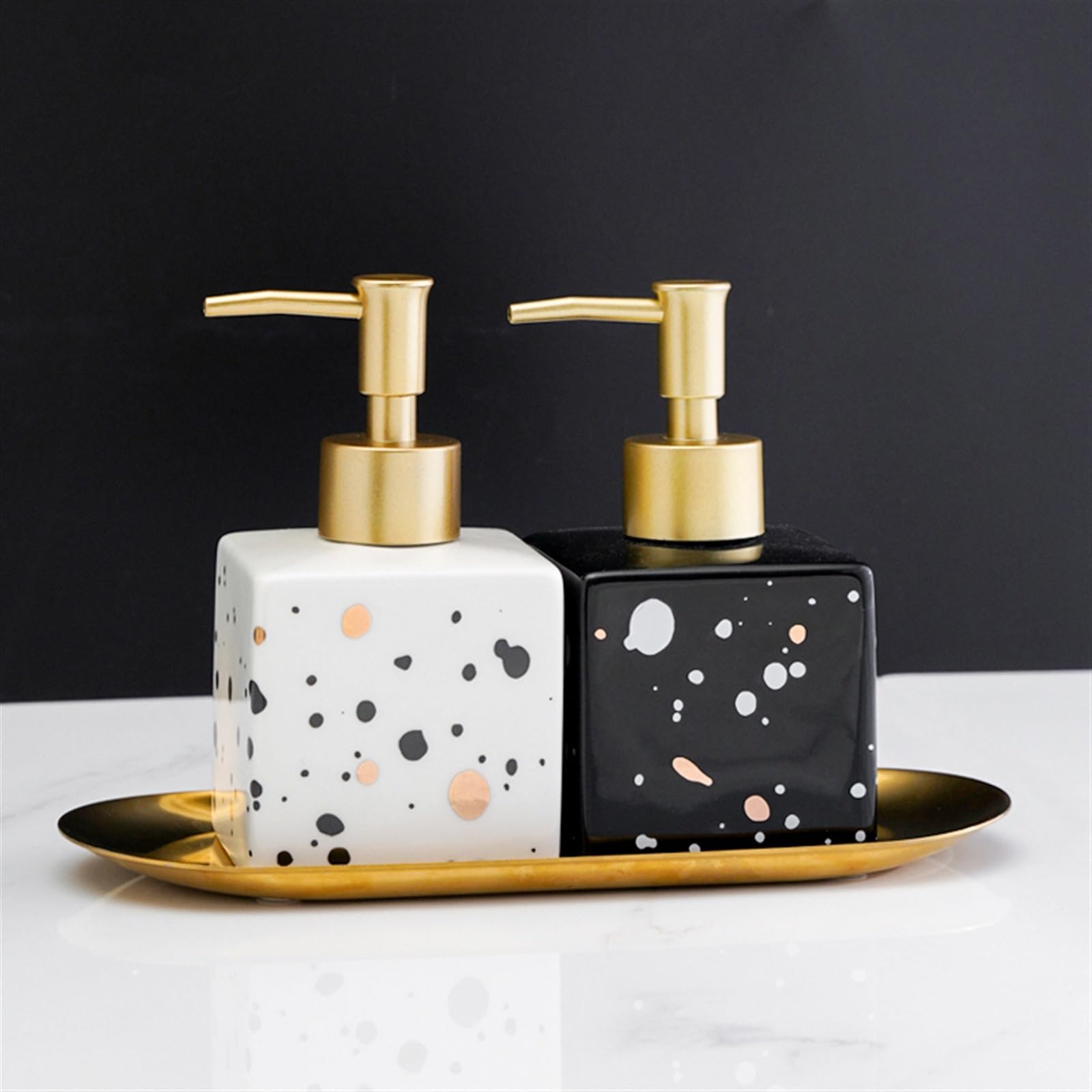 Dispenser Sapone Dispenser di sapone quadrato piccolo Dispenser di lozione liquida for bottiglie di ceramica da 9,5 once / 280 m for dispenser da cucina for bagno Dosatore Sapone Liquido(Nero)