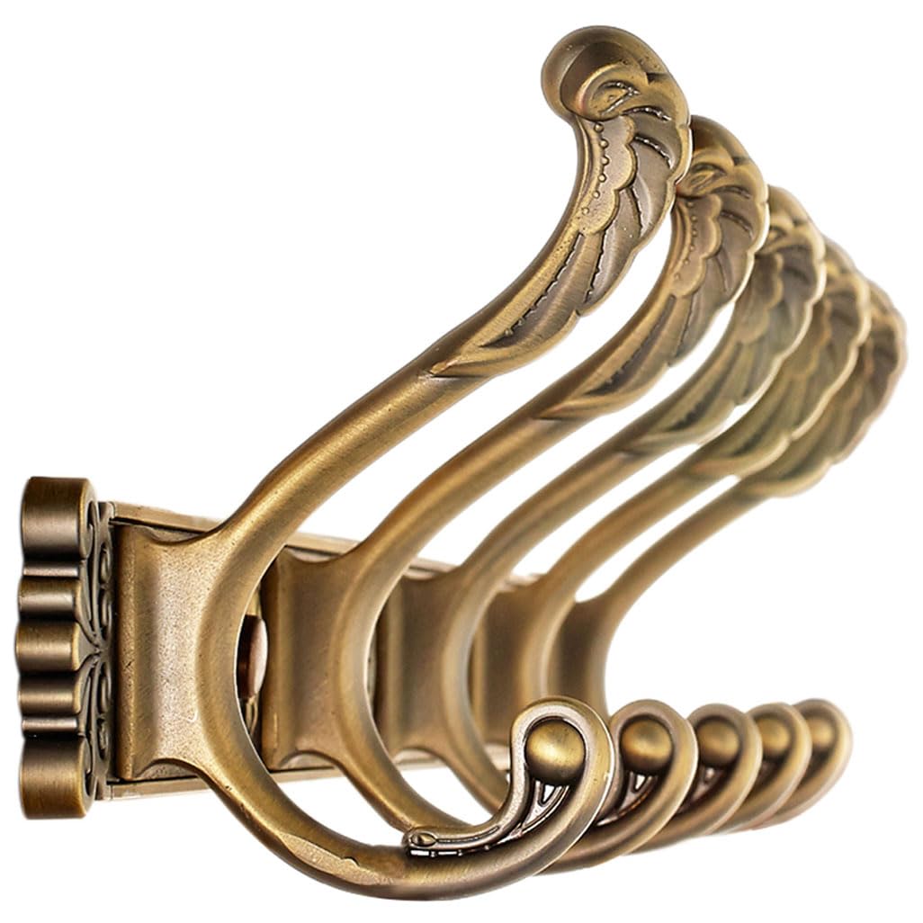 Lmysxaoz Gold Vintage Coat Rack Wall Mount, Extra Long Heavy Duty Brushed Surface Hooks Hanging Rail Clothes Towel Racks For Bathroom Entryway Bedroom 5Hook
