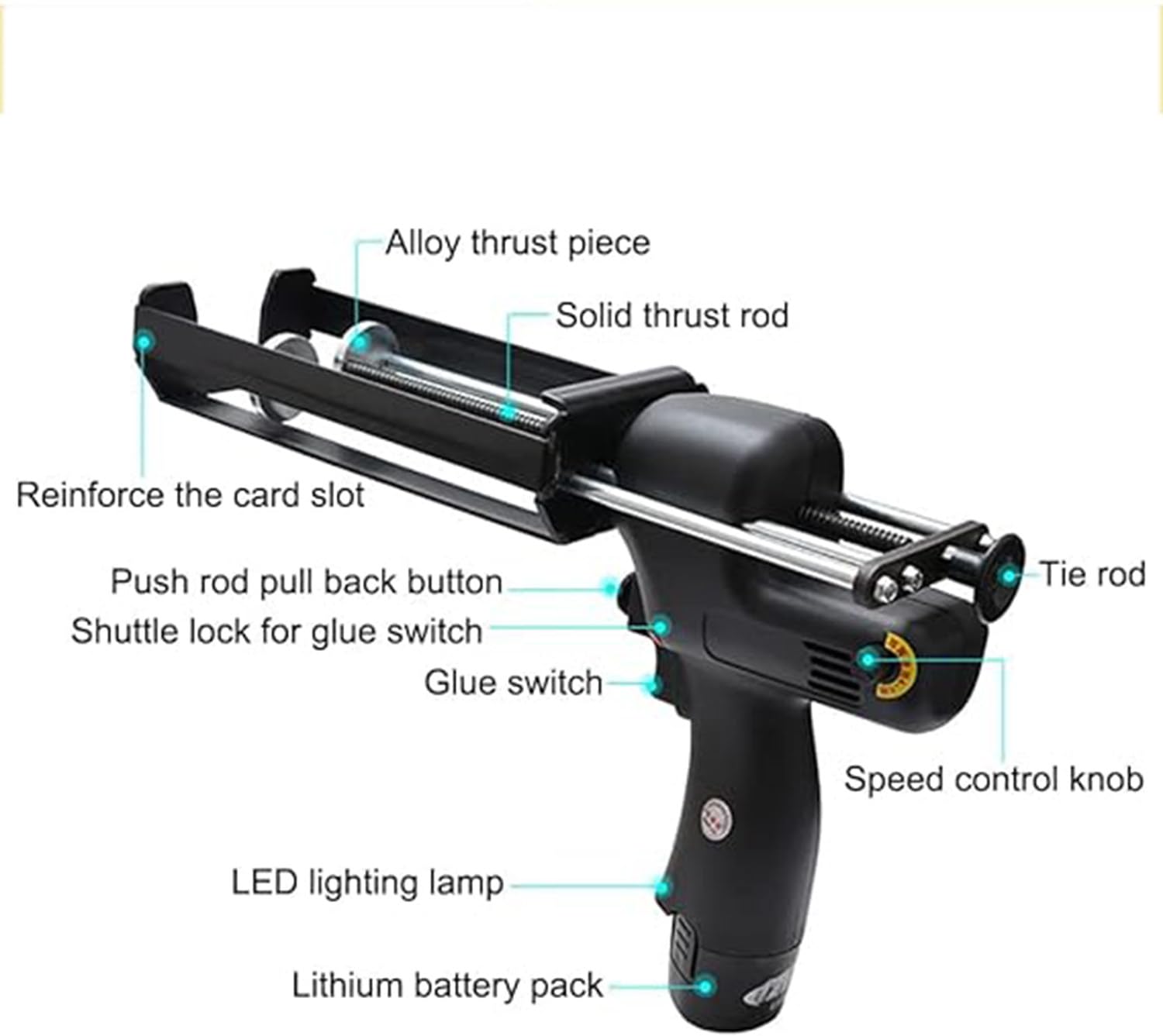 Elektryczny pistolet do uszczelniania zasilany bateryjnie, bezobsługowy pistolet do uszczelniania do akumulatorów Makita, elektryczny pistolet do silikonu, do napełniania,1xBattery