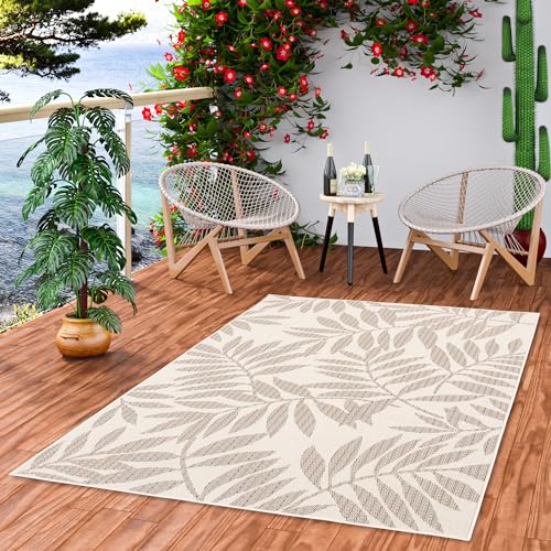 In & Outdoor Flachgewebe Sisaloptik Natur, Terrasse und Balkon Teppich...