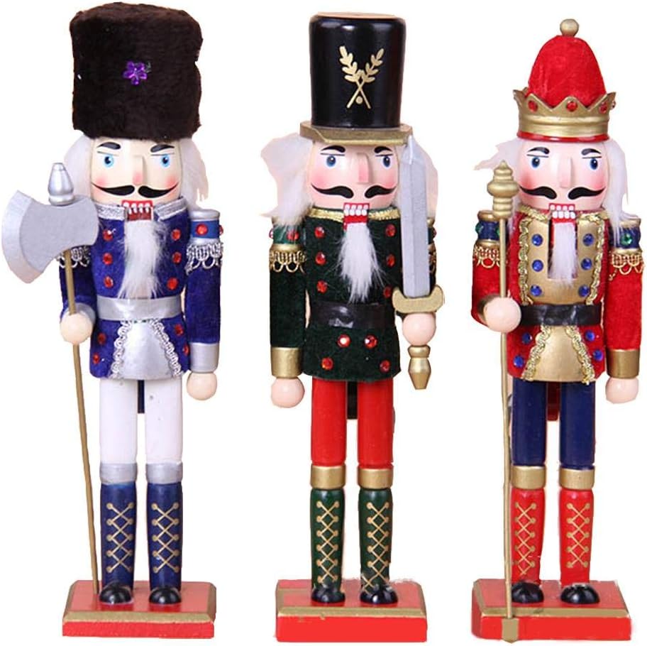 3 Pcs Per Christmas Nutcracker King Soldier Wooden Puppet, Christmas Wooden Nutcracker Ornaments Set, Hanging Decorative Pendant for Christmas Tree Puppet Toy Gifts Children's Room Decoration