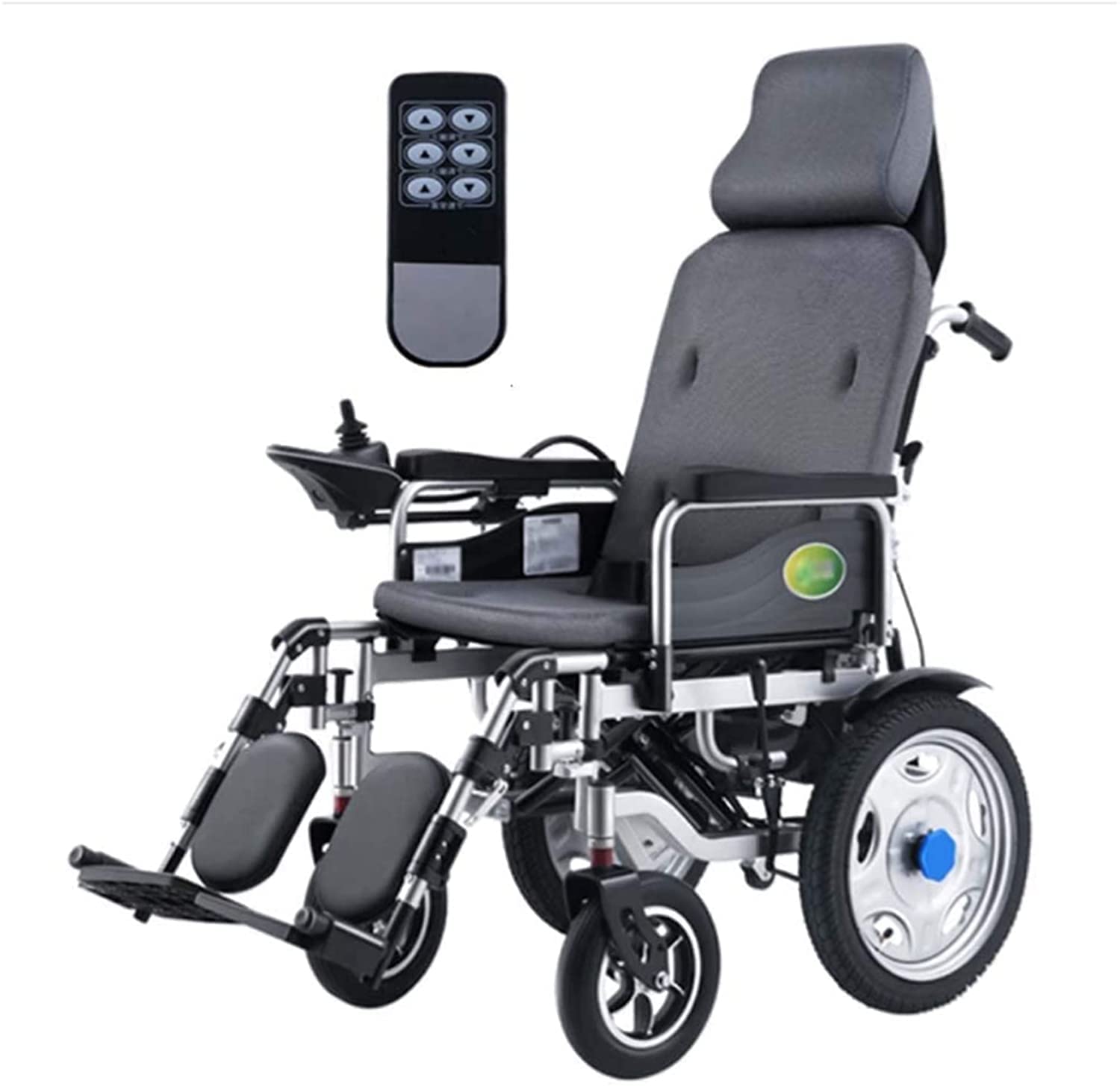 Heavy Duty Electric Wheelchair With Headrest,Foldable Folding And Lightweight Portable Powerchair Remote Control,Electric Power Or Manual Manipulation,Adjustable Backrest Pedal