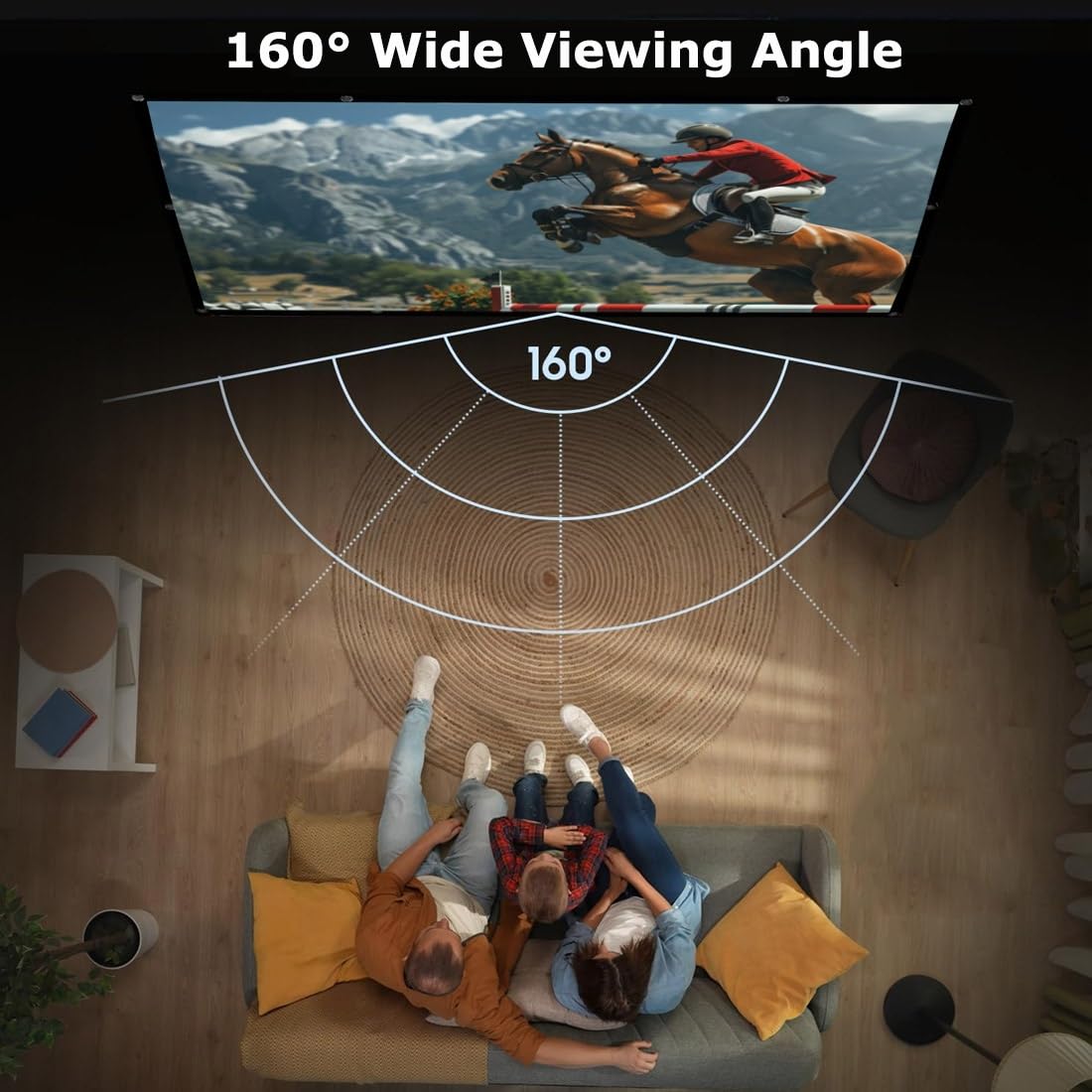 Portable Écran Vidéoprojecteur pour Home Cinéma 150/180 Pouces, 16:9 4K HD Écran de Projection Pliable Anti-Plis pour for Extérieur(100in)