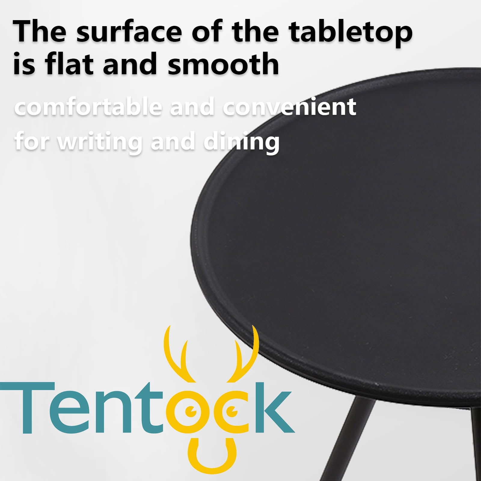 Tentock Składany regulowany stół do jadalni, wielofunkcyjny, metalowy, stolik pomocniczy, czarny, okrągły kawowy, nowoczesny dekoracyjny, rurka, aluminiowa trójnoga