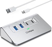 intpw USB C Hub 10 Gbps, 4 Portos USB Elosztó 2 Type-C/Type-A 3.2 Adatporttal, Alumínium USB 3.2 Hub 1m Kábellel Laptophoz PC Mac 1