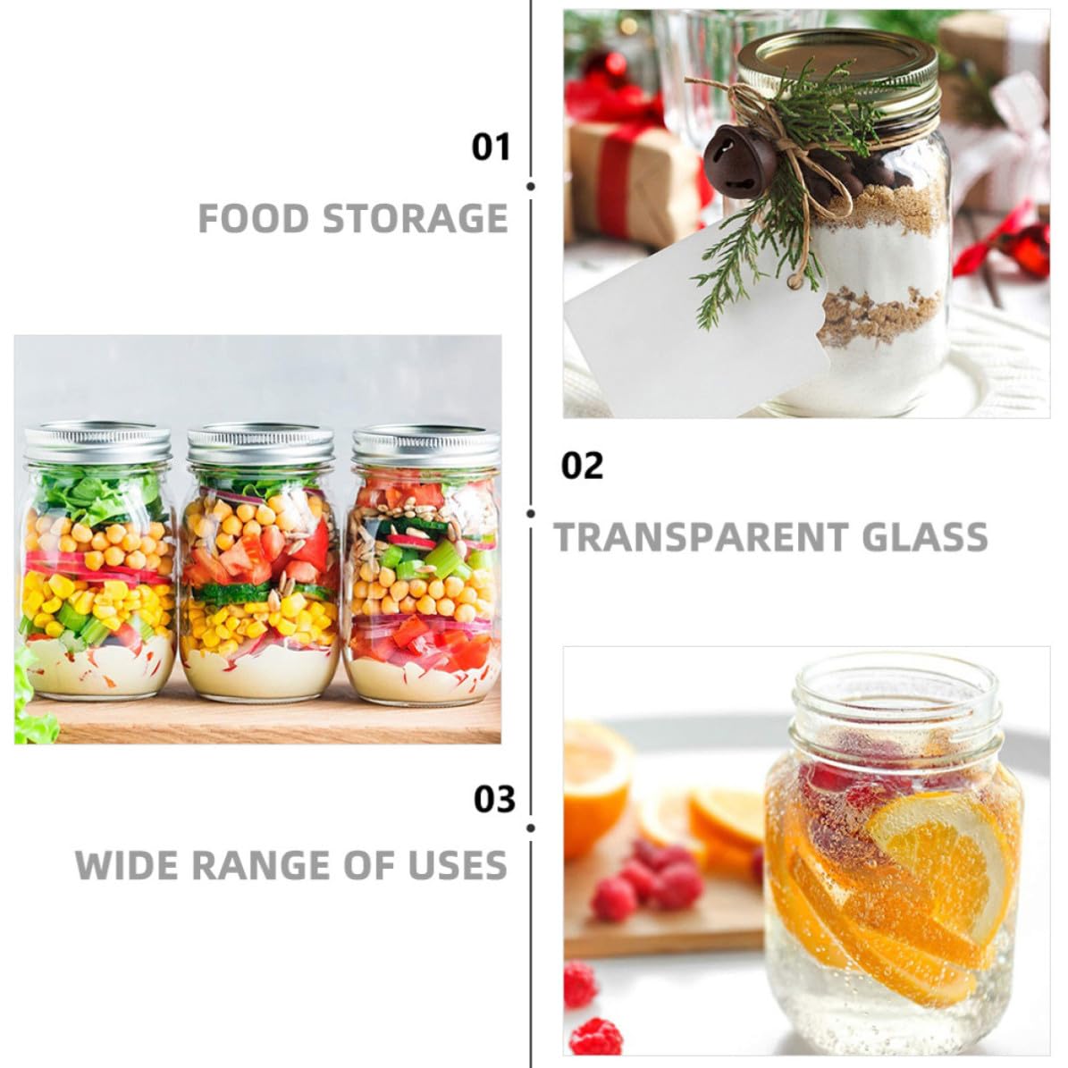 GANAZONO 6 Piezas Frasco Hermético Redondo de Vidrio 380ml Tapa para Cocina