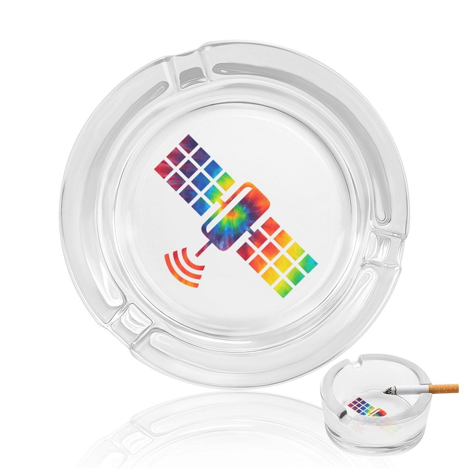 Nclqvjxzkhw Style Tie Dye Space Satellite Glass Ashtray Round Ash Tray Smoking Trays For Home Garden Outdoor