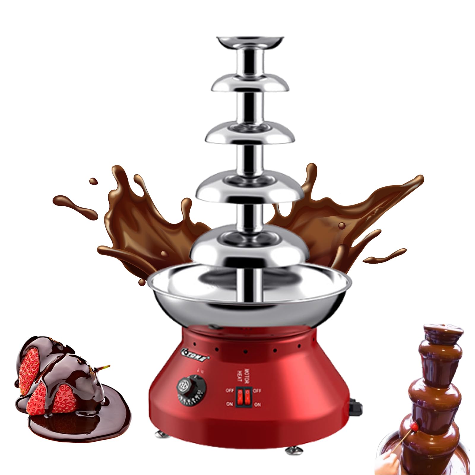 Fondue à chocolat électrique à 4 niveaux avec contrôle de la température, parfaite pour les fêtes et les célébrations, facile à tremper et à partager, design en cascade
