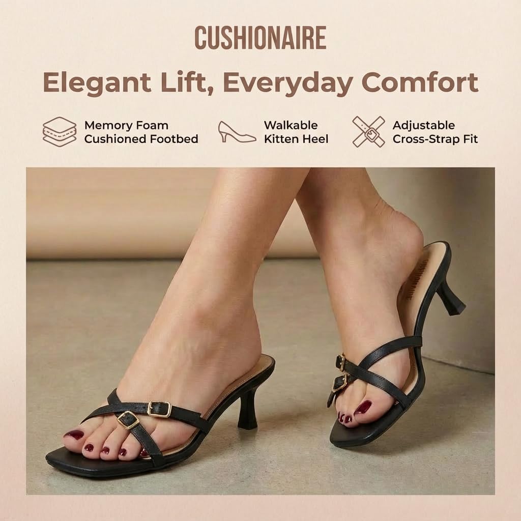 CUSHIONAIRE Women's Milan Kitten Heel Sandals +Memory Foam, Wide Widths Available - Image 4