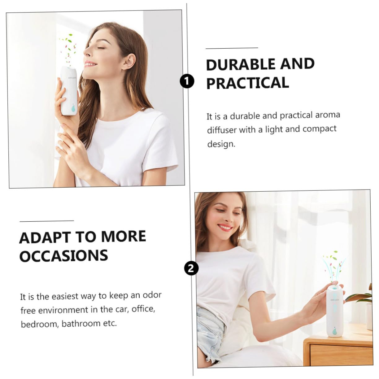 LIFKOME Diffusore Di Oli Essenziali Automatico Timer, Rinfrescatore D'aria Portatile e Diffusore Di Aromi Compatto Per Casa, Ufficio e Auto, Umidificatore Di Aromi Da Parete e Tavolo