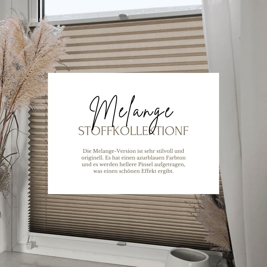 Home-Vision Premium Plissee ohne Bohren Klemmfix Melange Beige B90 x H120cm | Faltrollo mit Klemmträger Lichtdurchlässig Rollo Leinenoptik Blickdicht Sonnenschutz Jalousie für Fenster & Tür