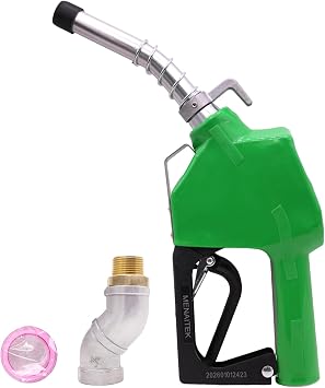 3/4" Green NPT Fuel Transfer Nozzle Kit - Auto Shut Off Fuel Nozzle W/Fuel Hose Swivel, 16 GPM High Flow, 360 Swivel, 13/16 in Spout w/ 3-Gear Padlock Diesel, Gasoline, Kerosene