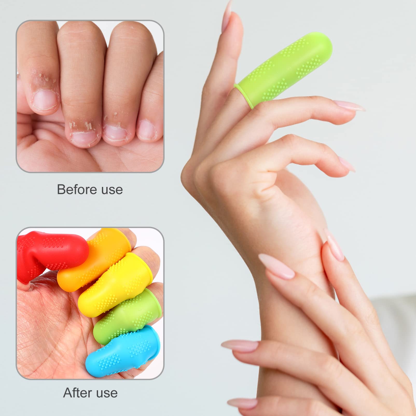 EXCEART 15Pcs Silicone Finger Protectors Anti-slip Finger Caps Finger Covers Finger Gloves Finger Guards for Hot Glue Knitting Sewing Wax Sewing Craft