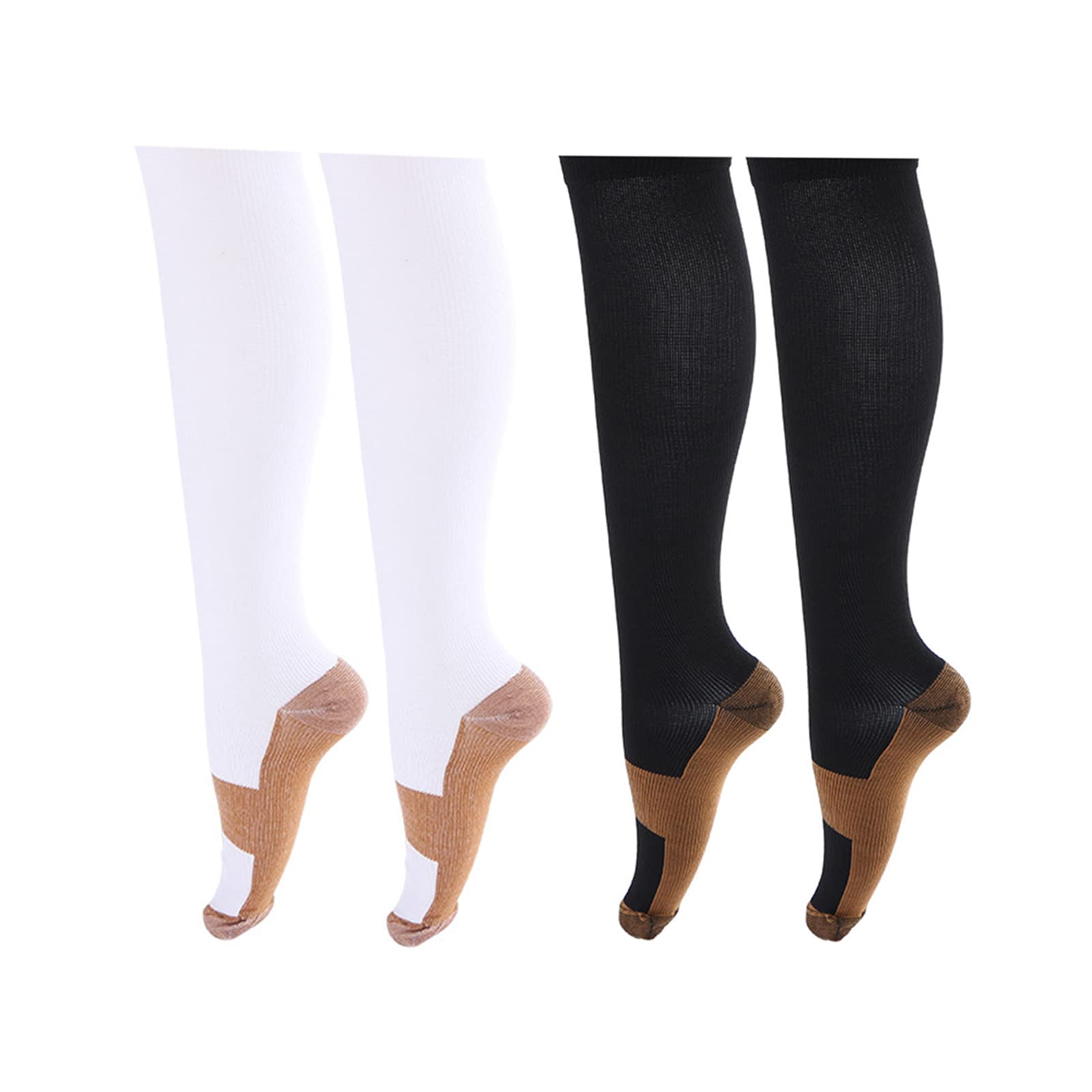 FJKZone 2 Pair Compression Socks for Men Women 20-30mmHg for Yoga Gym Running Nurses Travel Flight, Sport Athletic Stockings