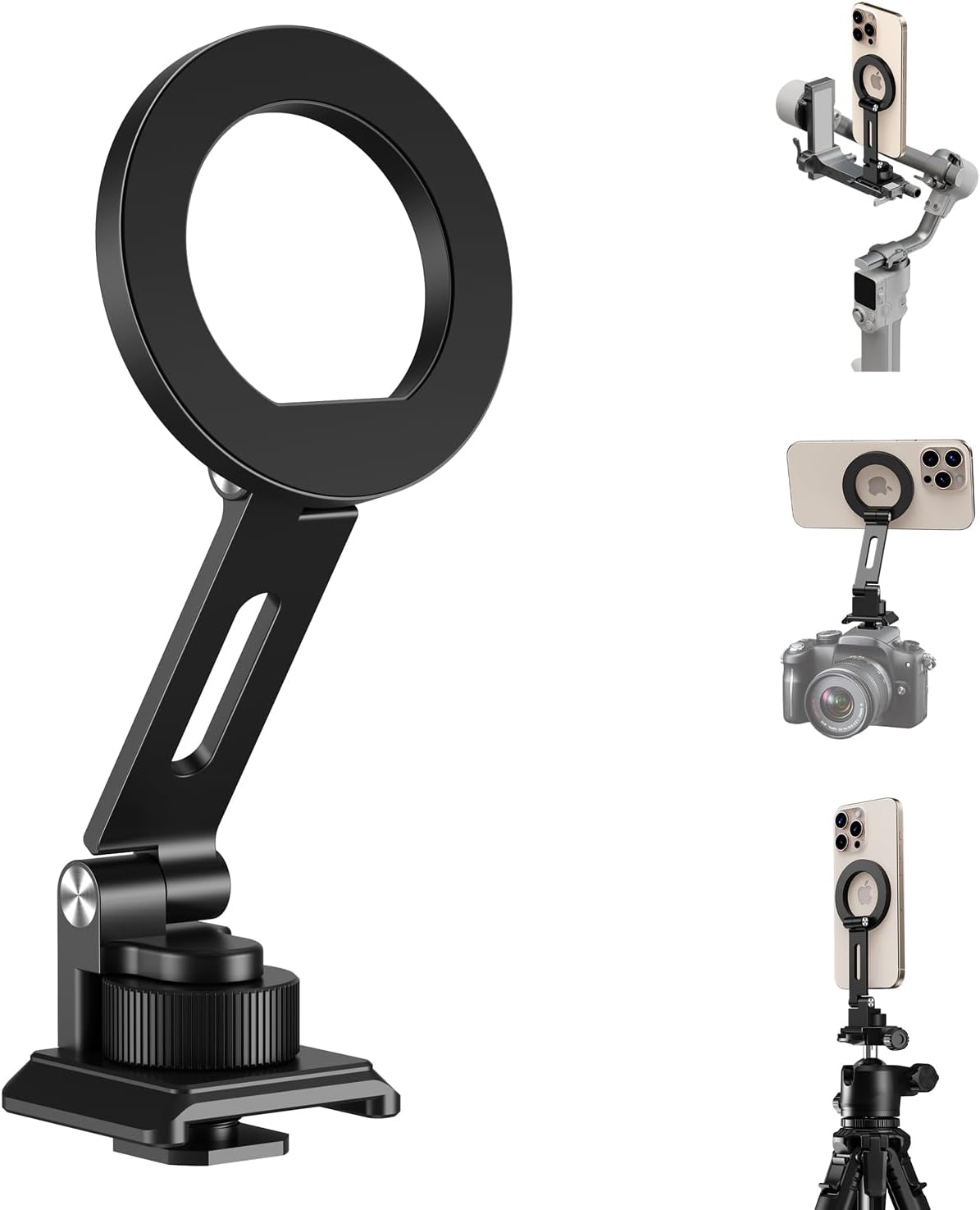 elitehood Aluminum Tripod Phone Mount Adapter for DJI RS 4 Mini, Magnetic Smartphone Tripod Mount with Arca-Standard & Hot Shoe Plate for Camera, Cold Shoe Phone Mount Fit iPhone 16 15 14 Series elitehood Aluminum Tripod Phone Mount Adapter for DJI RS 4 Mini, Magnetic Smartphone Tripod Mount with Arca-Standard & Hot Shoe Plate for Camera, Cold Shoe Phone Mount Fit iPhone 16 15 14 Series