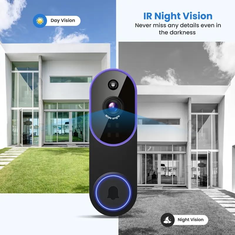 Image of Wireless Video Doorbell Camera, Smart Security, 1080P, AI Human Detection, Night Vision, Instant Alert, Two-Way Audio, 2.4G WiFi Only, Simple Installation, Rechargeable Battery, Cloud Storage