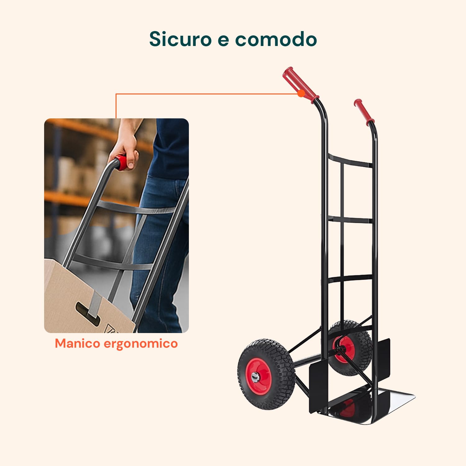 Avilia - Carrello con Ruote Portatutto in Acciaio da 200Kg per Trasporto Sicuro di Carichi Voluminosi, con Maniglie Antiscivolo, Ruote e Struttura Compatta Maneggevole (Blu)