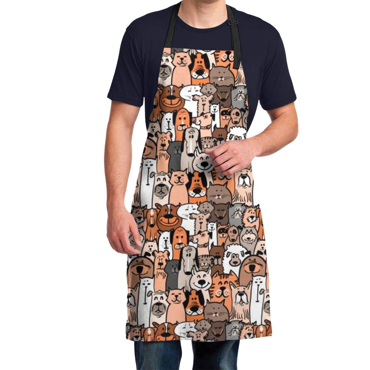 Adjustable Bib Apron - Extra Long Ties, Funny Waterdrop Resistant Kitchen Aprons For Cooking, Grill And Baking, Unisex