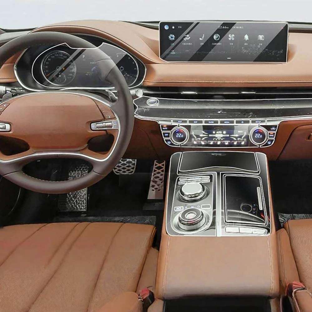 Pellicola Protettiva Trasparente in TPU per la Console Centrale dell'auto, per Genesis G80 2021-2024, AntiGraffio. Accessori.