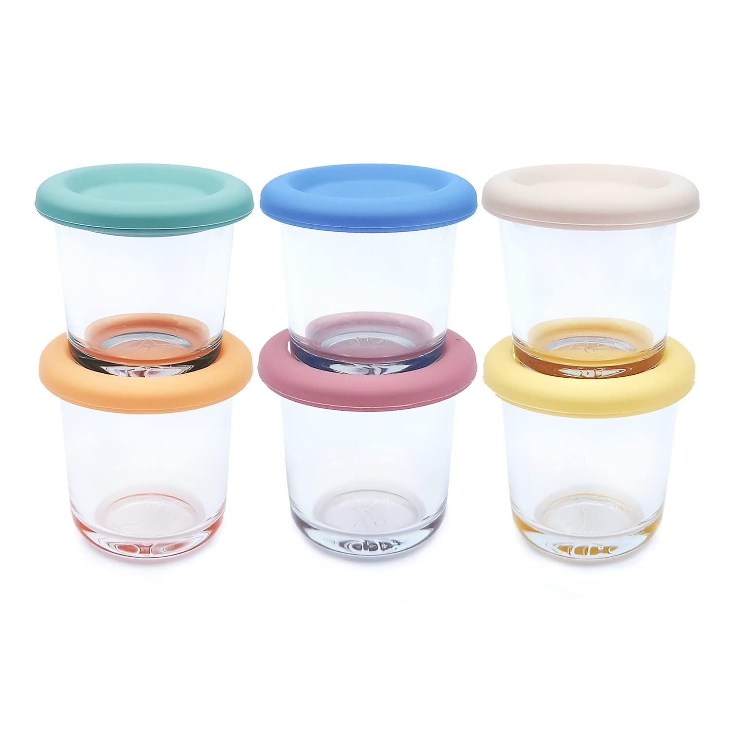 Frascos de vidrio de borosilicato de 4 oz para almacenar alimentos para bebés de Elk and Friends con tapa de silicona, vidrio resistente, juego de 6, aptos para microondas, lavavajillas, bebés y niños pequeños.