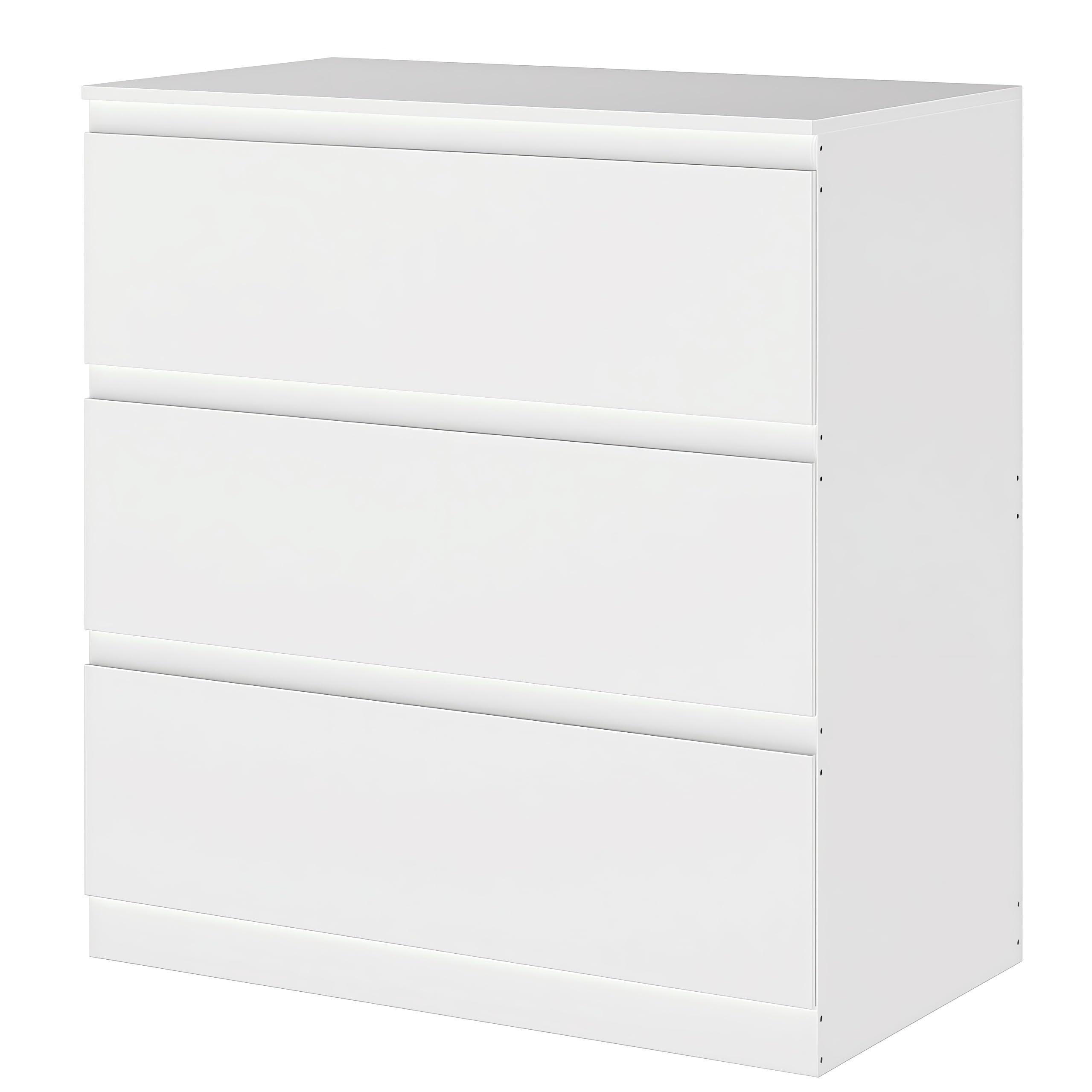 Kommode weiß mit 3 Schubladen, 70 cm Breite Schubladenschrank & Sideboard, Stauraum Kommodenschrank für Schlafzimmer, Wohnzimmer, Büro und Eingang, 70x40x75 cm (LxBxH)