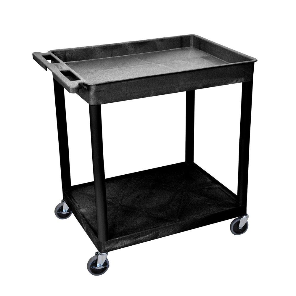 LUXOR TC12-B Large Top Tub and Flat Bottom Shelf Cart