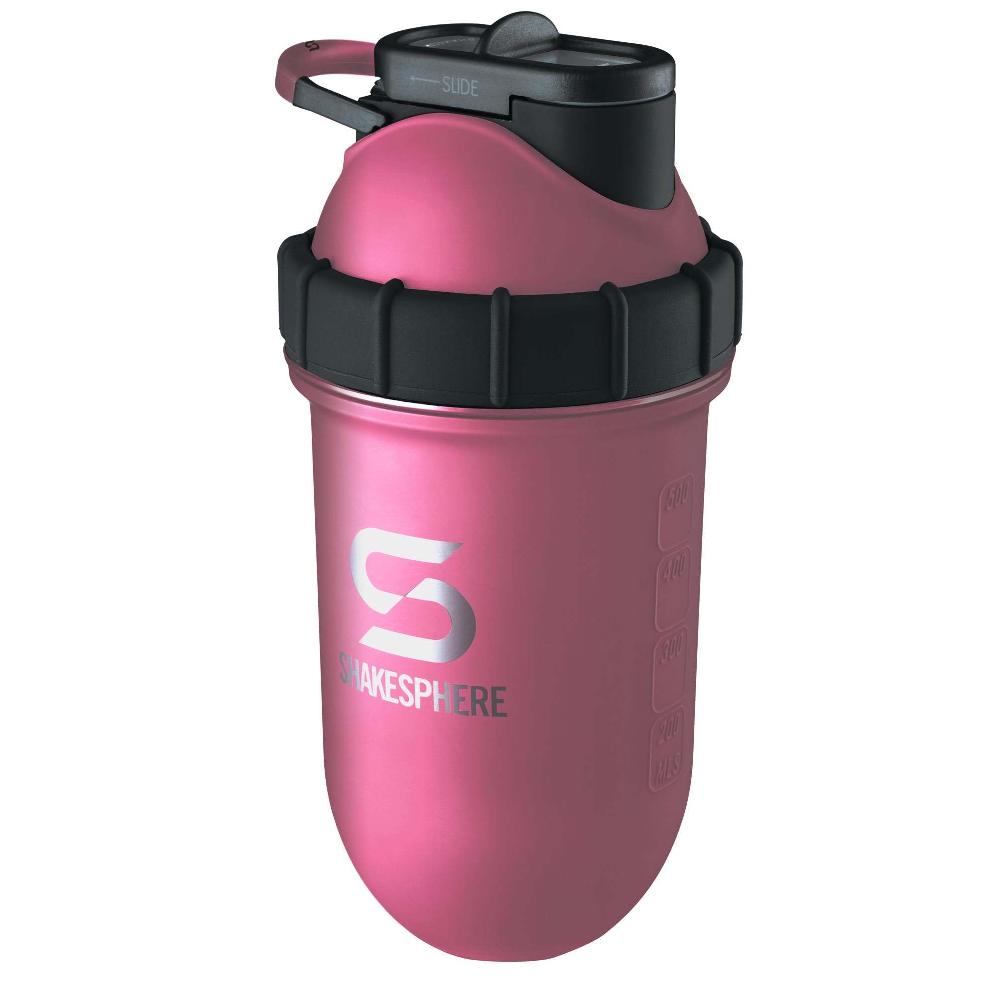 SHAKESPHERE Vaso de acero: la botella mezcladora de proteínas mantiene las bebidas calientes y frías frías, 680.4 g. No necesita bola de mezcla ni batidor, fácil de limpiar, ideal para batidos,