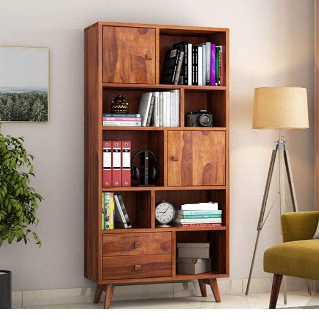 Solid sheesham Wood Book Shelf with Storage | Library Bookcase | Wooden Book Shelf Office & Home Living Room| Book Cabinet| (Style-03)-image-19