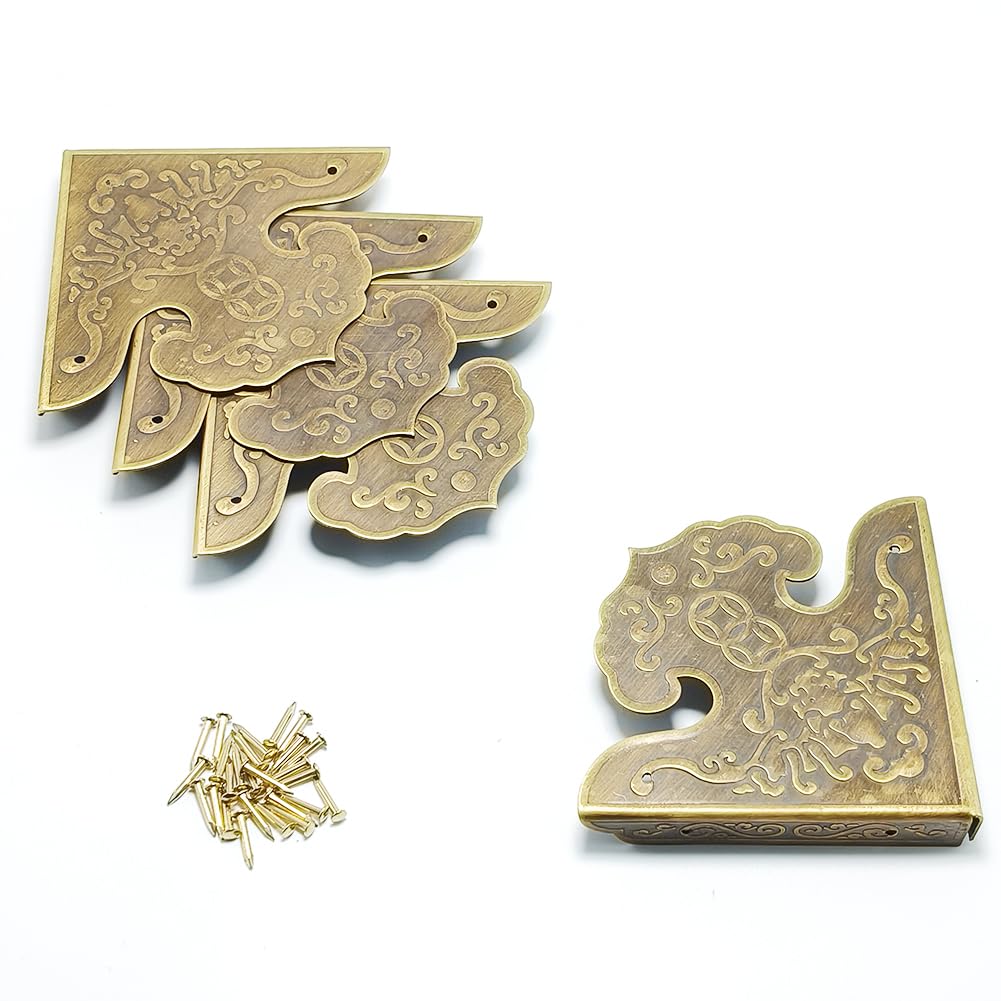 Metal Corner Guard，glrovazas Box Corner Protectors 4Pcs Metal Decorative Corner Guard Edge Safety Guard Cabinet Corner Bumpers for Case Wooden Box