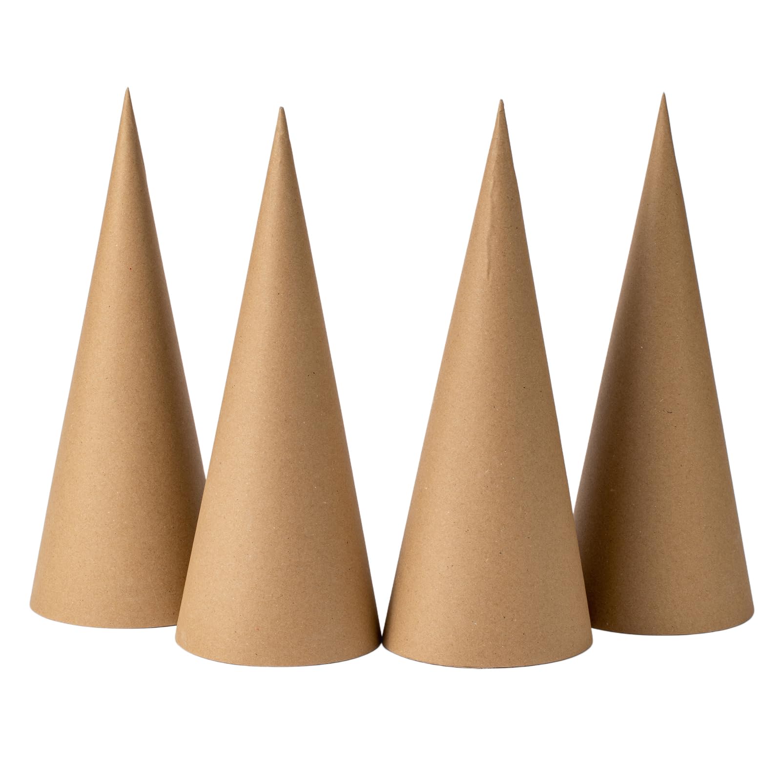 Crafjie 4PCS Paper Mache Cones Open Bottom 13.75x5 in, Paper Cone for DIY Art Projects, Christmas Gnomes, Christmas Tree, Christmas hat, Halloween Decorations, Crafts and Holiday Decor, Brown